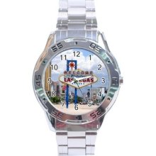 Welcome To Las Vegas Sign Stainless Steel Analogue Watch