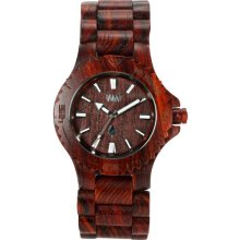 WeWOOD Date Unisex Red Wing Celtis Brown Wood Watch - Brown Wood Bracelet - Brown Dial - WDBROW