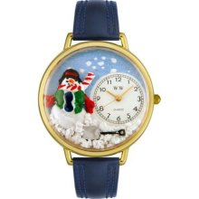 Whimsical Unisex Christmas Snowman Red Leather Watch #557607