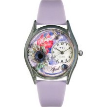 Whimsical watches birthstone: april silver watch - One Size