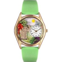 Whimsical Watches C-0150013 Womens Elephant Green Leather And Goldtone Watch