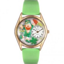 Whimsical Watches C-1224003 Womens St.Patrick s Day w/ Irish Flag Green Leather And Goldtone Watch