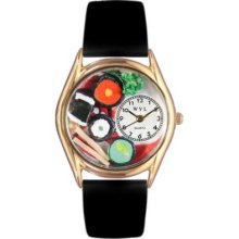 Whimsical Watches Kids Japanese Quartz Sushi Black Leather Strap Watch