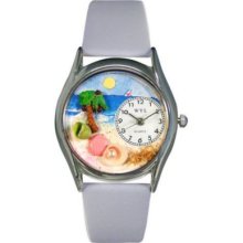 Whimsical Watches Kids Japanese Quartz Palm Tree Leather Strap Watch SILVER