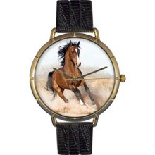 Whimsical Watches N0110023 Women'S N0110023 Arabian Horse Black Leather And Goldtone Photo Watch