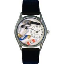 Whimsical Watches S0610001 Doctor Black Leather And Silvertone