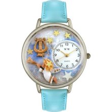 Whimsical Watches Silver Steel Whims-U0710004 Unisex U0710004 Angel With Harp Baby Blue Leather Watch