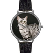 Whimsical Watches T0120041 Women'S T0120041 Egyptian Mau Cat Black Leather And Silvertone Photo Watch