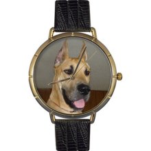 Whimsical Watches Unisex Great Dane Photo Watch with Black Leather