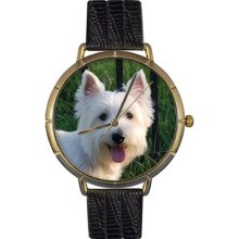 Whimsical Watches Unisex Westie Photo Watch with Black Leather