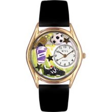 Whimsical watches wc0820020 soccer black leather and goldto - One Size