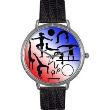 Whimsical Watches Women s Gymnastics Quartz Black Leather Strap Watch