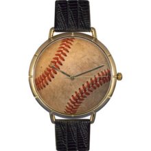 Whimsical Watches Women's Japanese Quartz Baseball Lover Black Leather Strap Watch