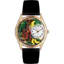 Whimsical Womens Monkey Black Leather And Goldtone Watch #C015000 ...