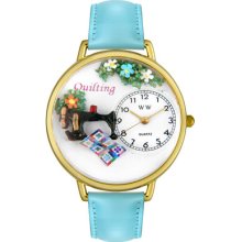 Whimsical Women's Quilting Blue Leather Watch