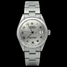 White Arabic dial rolex date just watch oyster perpetual SS datejust