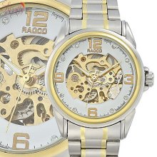 White Dial Mechanical Skeleton Automatic Stainless Steel Mens Wrist Watches 1187