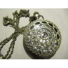 White steel medium spider Pocket Watch necklace in retro style