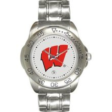 Wisconsin Badger wrist watch : Wisconsin Badgers Men's Gameday Sport Watch with Stainless Steel Band