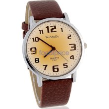 WoMaGe 139-7 Men's Analog Watch with PU Leather Strap (Brown)