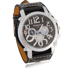 WoMaGe 9150 Stylish Analog Watch with PU Leather Strap (Black)