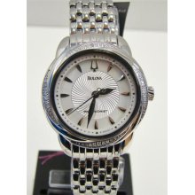 Women Bulova Precisionist Brightwater Watch 96r153 20 Diamonds Msrp $650 Mop