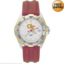 Women Collegiate Football Georgia Tech Leather Wrist Watch (Each)