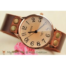 Women Watch Women Leather Watch Retro Champagne WH6