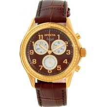 Women's Angel Chronograph Gold Tone Stainless Steel Case Leather Bracelet Brown