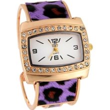 Women's Bracelet Analog Watch with Crystal (Purple)