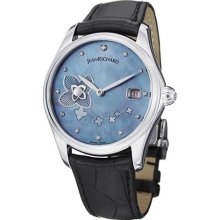 Women's Bressel White Diamond Grey MOP Dial Black Genuine Genuine ...