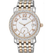 Women's Eco-Drive Two Tone Stainless Steel Case and Bracelet Silver Di