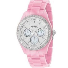 Women's Fossil Stella Pink Resin Crystal Accent Watch