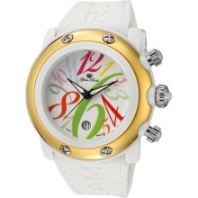 Women's Miami Beach Chronograph White Enamel Dial Black Silicone ...