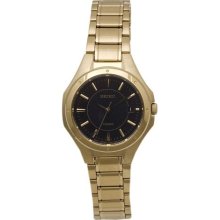 Women's Quartz Gold Plated w/ Black Dial ...