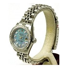 Women's Rolex Datejust Blue Mother Of Pearl Diamond Dial - Pre-Owned