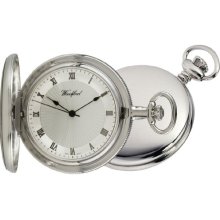 Woodford Mechanical Full-Hunter Pocket Watch, 1054, Men's Chrome-Finished Sun-Burst Dial With Chain (Suitable For Engraving)