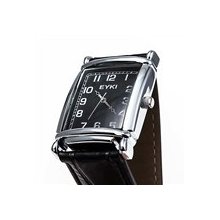 Wrist Quartz Watch Synthetic Leather Watch Analog Watch Men's Timepiece In Black