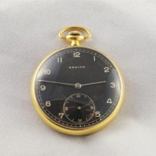 Zenith C1930 Antique Swiss Goldplated Pocket Watch & Zenith Box