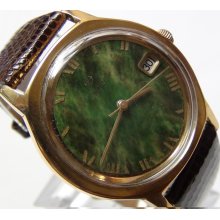 Zodiac Guardsman Men's Gold Automatic Swiss Made Unique Jade Dial Watch