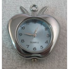 10 Silver Quartz Beading Watch Face Appple Charm C8473