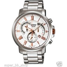 100% Genuine Casio Edifice White Watch Chronograph 50m Date Bem-506bd-7a