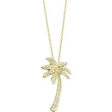 18k Gold over Silver Designer-Inspired CZ Palm Tree Pendant