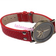 1x 403102 Pretty Red Retro Unisex Students Eiffel Tower Style Quartz Wrist Watch