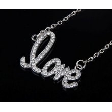 2013 Hot Silver Love Letter Crystal Infinity Sideways Jewelry Charms Necklace