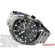 2013 Seiko Chronograph 100m Snn233 Snn233p1 Black Stainless Steel 100% Authentic