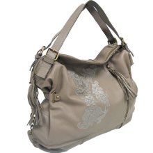 $250 Marco Avane Designer Soft Leather Hobo With Embroidery In Putty