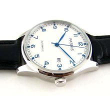 43 Mm Parnis White Dial Blue Number Have A Calendar Automatic Mechanical Watch