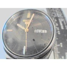 6309 Seiko 5 Day Date Automatic Watch Runs Needs Glass