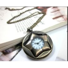 6pcs/lot Quartz Pocket Watch Necklace Watch Brass Quality Warranty S